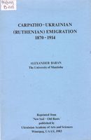 Carpatho-Ukrainian (Ruthenian) Emigration